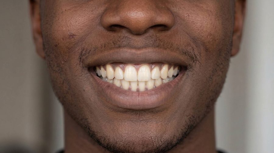 Patient A, front-facing smile, before treatment